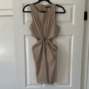Zara Taupe Cut-Out Mini Dress